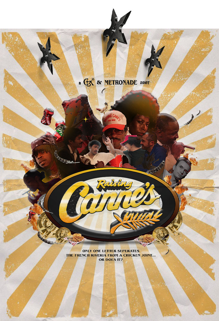 Raising Cannes (2026) poster — only one letter separates the French Riveria from a chicken joint